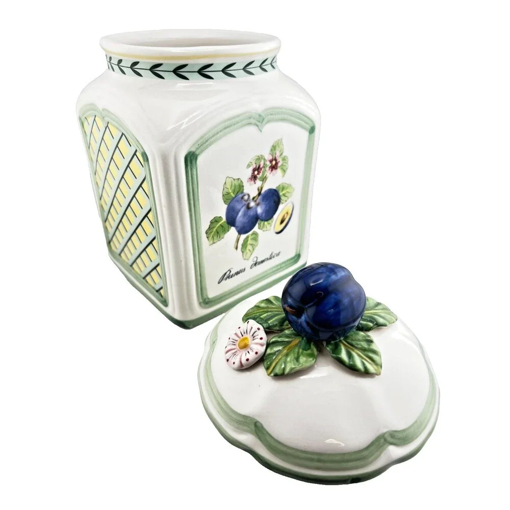Villeroy & Boch Canister French Garden Charm Prunus Plum Cottagecore Granny EUC